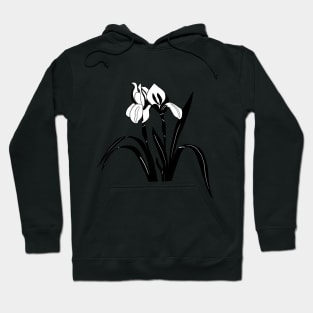 Black and White Iris Flower Hoodie